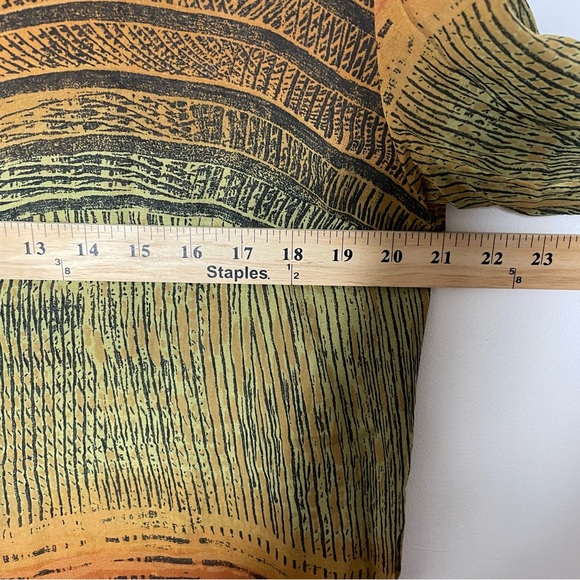 Chico's Design Sheer Long Sleeve Blouse Tunic Rayon Burnt Orange Tribal Print - Picture 9 of 16